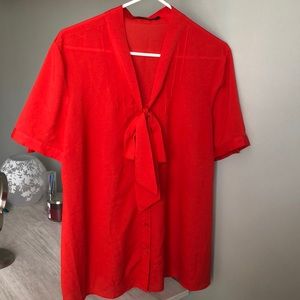 EUC short sleeve red blouse